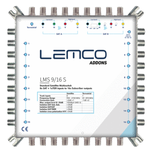 Multiswitch LMS-916 S w obudowie ZAMAK – widok urządzenia z przodu