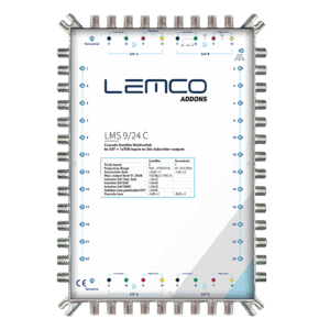 Multiswitch LEMCO LMS-924 C w metalowej obudowie ZAMAK, widok panelu z wyjściami (24 wyjścia).