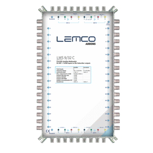 Multiswitch Lemco LMS-932 C — frontowy widok metalowej obudowy ZAMAK i złączy F