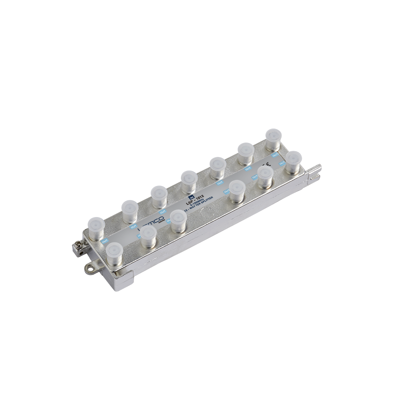 Lemco LSP-1012 – 12‑portowy rozgałęźnik TV (5–1000 MHz) w metalowej, odlewowej obudowie.