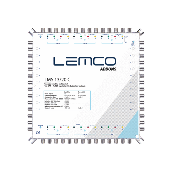 Multiswitch LMS-1320 C widok przedni, obudowa ZAMAK, model 13×20 (bez zasilacza)